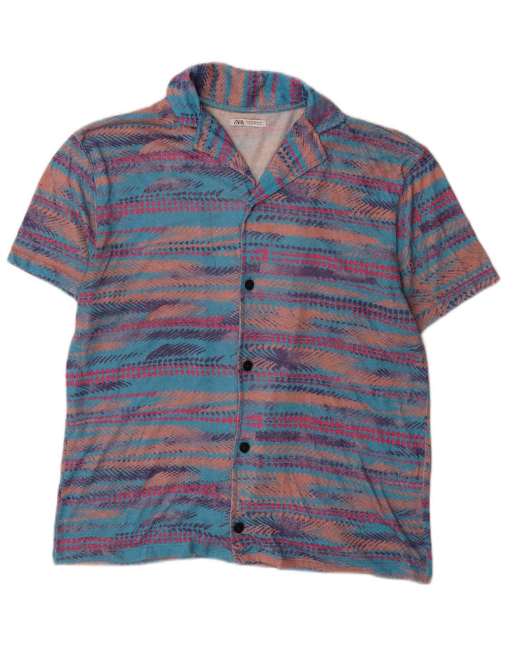 Zara Mens Short Sleeve Shirt Medium Multicoloured Striped