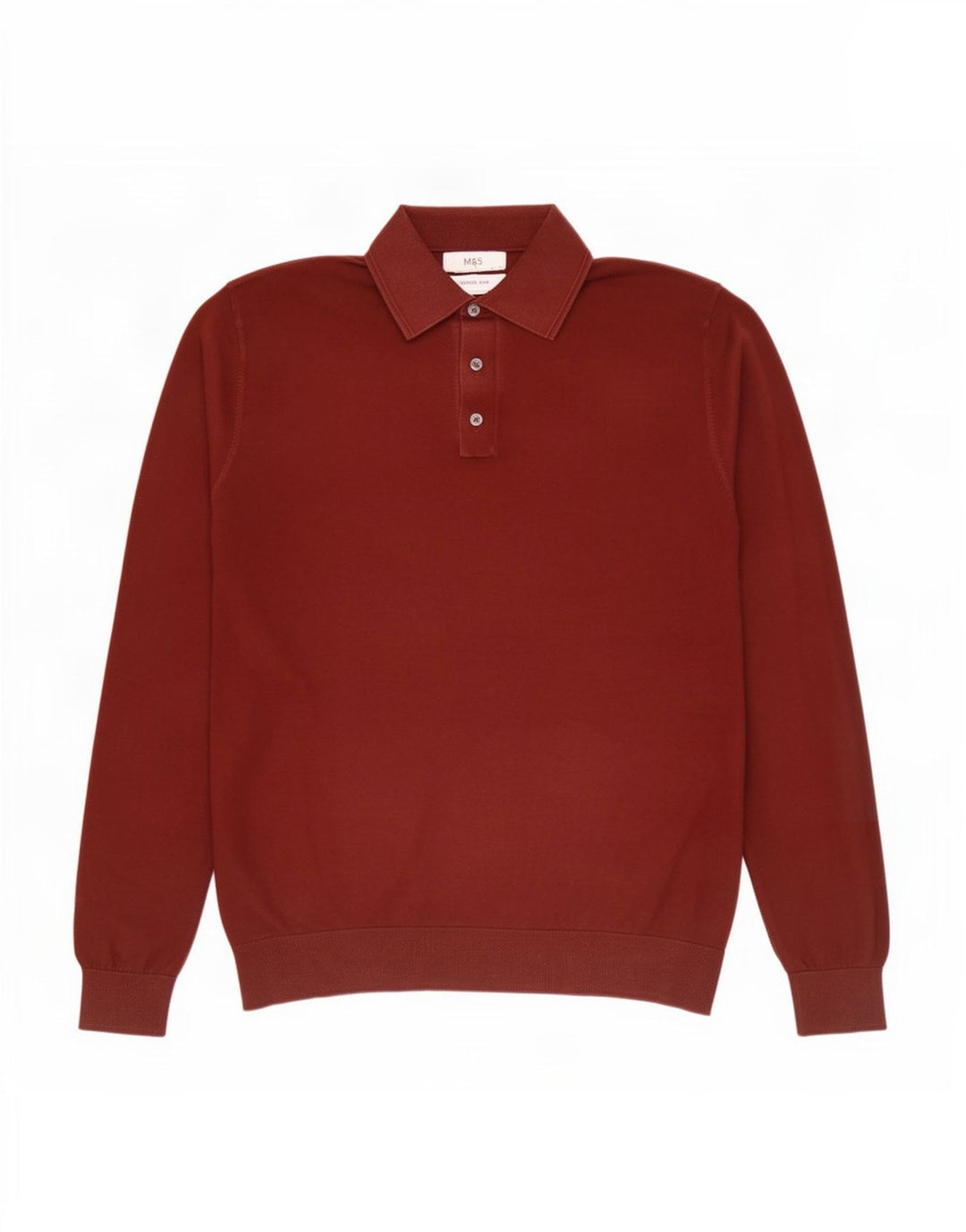 Marks & Spencer Mens Polo Neck Jumper Sweater Medium Brown Cotton