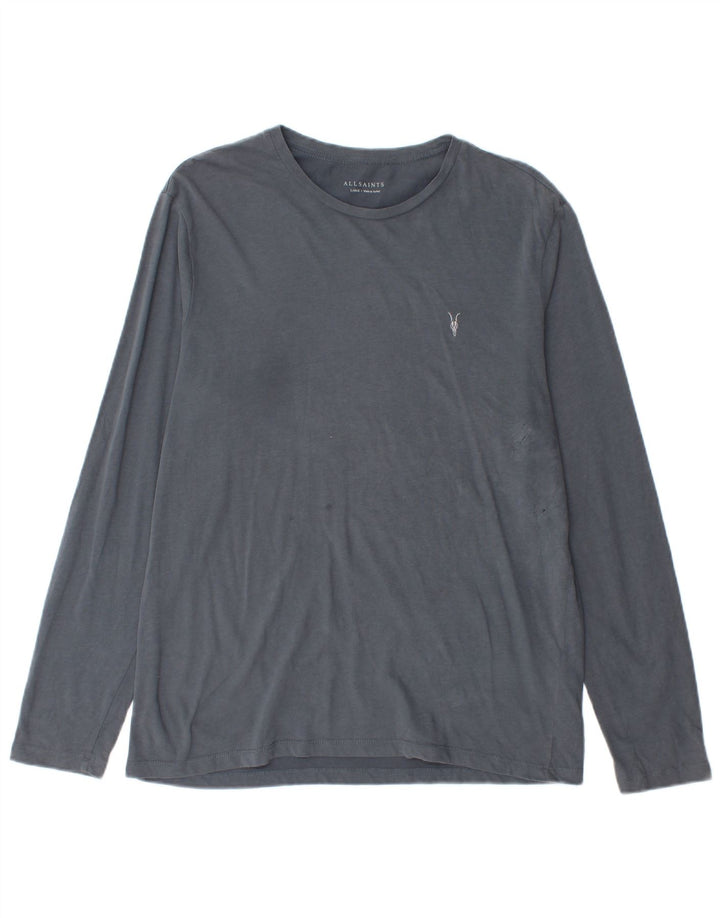 ALL SAINTS Mens Top Long Sleeve Large Grey Cotton