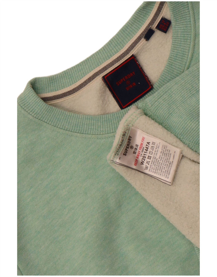 Superdry Womens Oversized Sweatshirt Jumper UK 12 Medium Green Cotton