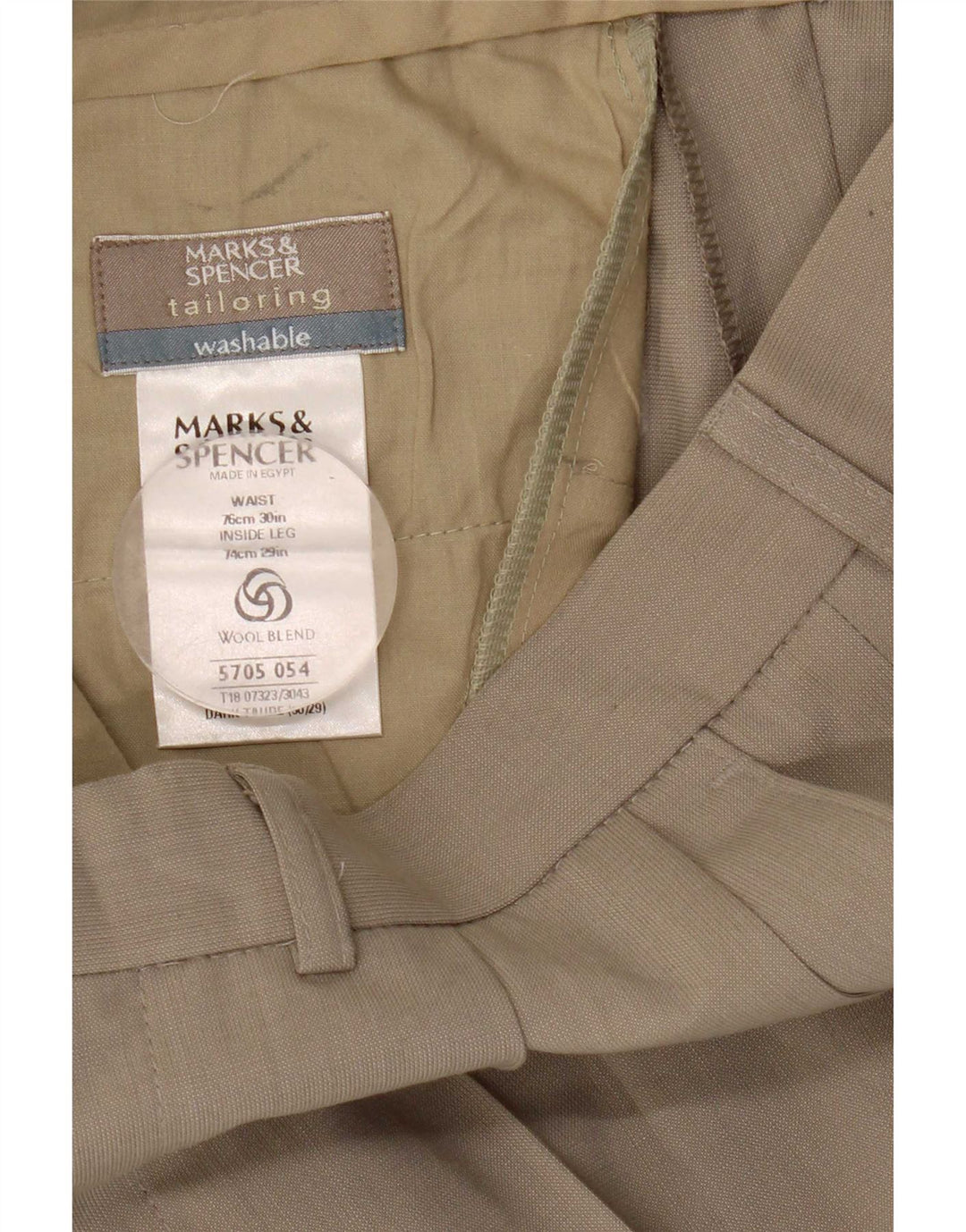 Marks & Spencer Mens Pegged Suit Trousers W30 L29 Beige Polyester