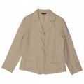 Vintage Womens Shirt Blouse UK 14 Medium Beige Linen