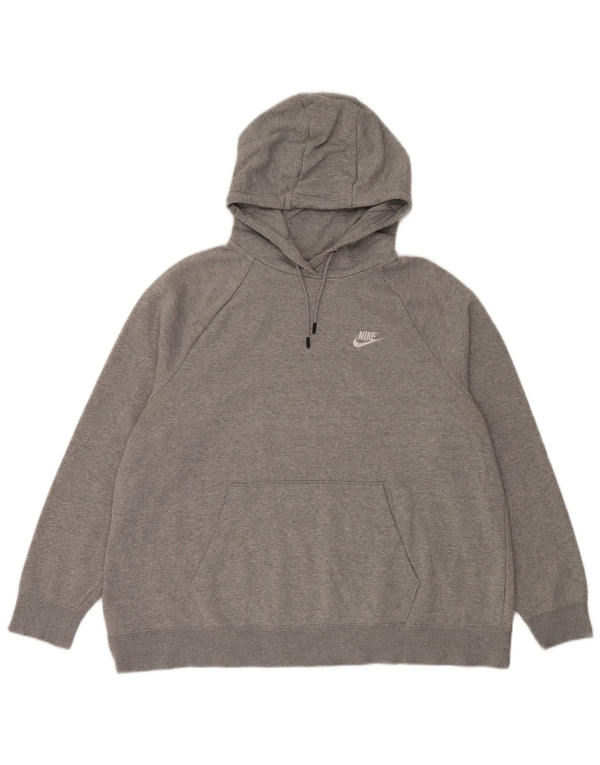 Nike Womens Relaxed Fit Hoodie Jumper UK 18 XL Grey Flecked Cotton Sports