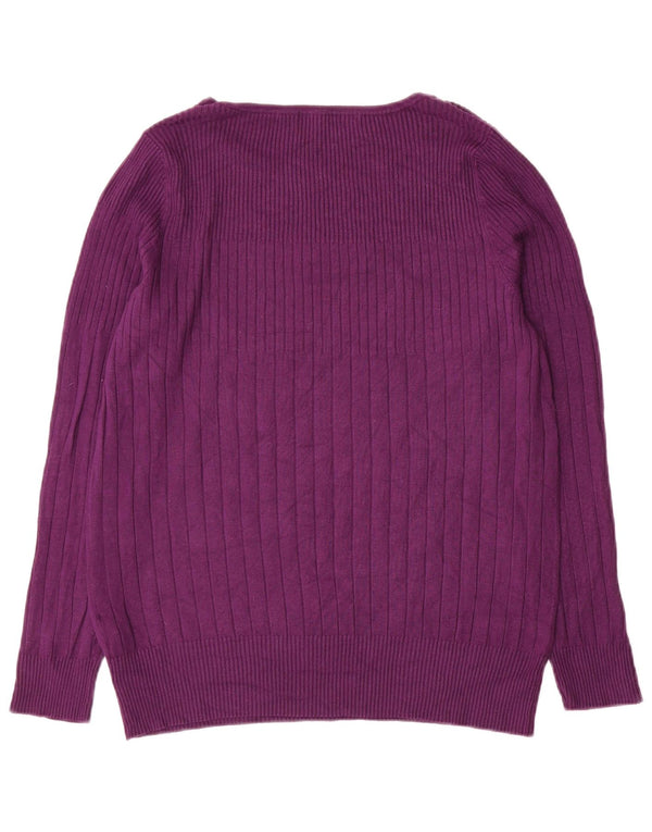 Marks & Spencer Womens Boat Neck Jumper Sweater UK 20 2XL Purple Viscose
