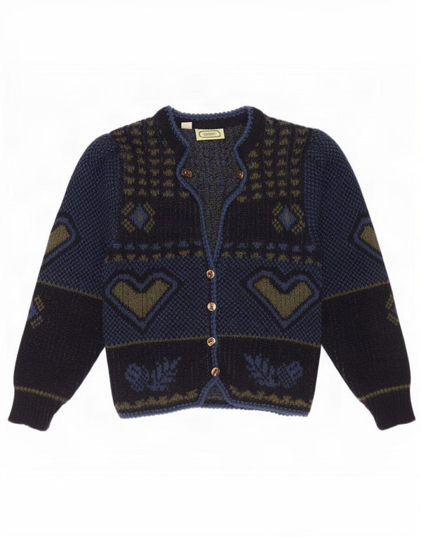 Drig Galzburger Womens Cardigan Sweater UK 14 Medium Blue Geometric