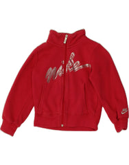 NIKE Girls Graphic Tracksuit Top Jacket 5-6 Years Medium Red Cotton