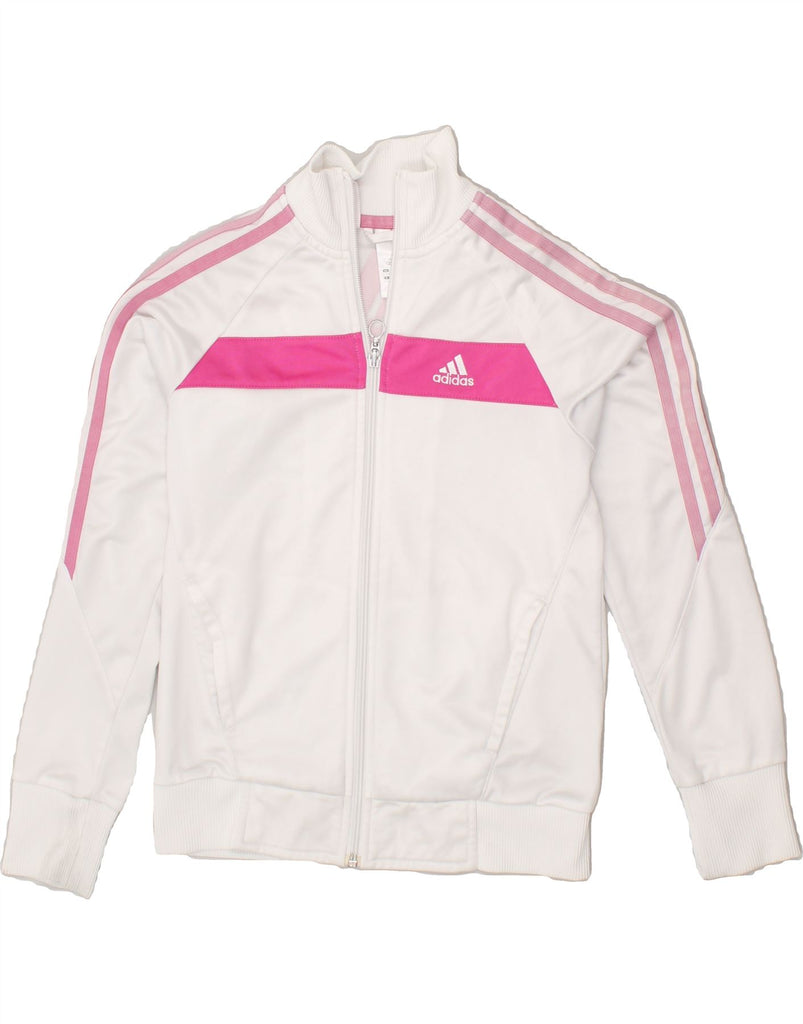 ADIDAS Girls Graphic Tracksuit Top Jacket 11-12 Years White Colourblock | Vintage Adidas | Thrift | Second-Hand Adidas | Used Clothing | Messina Hembry 