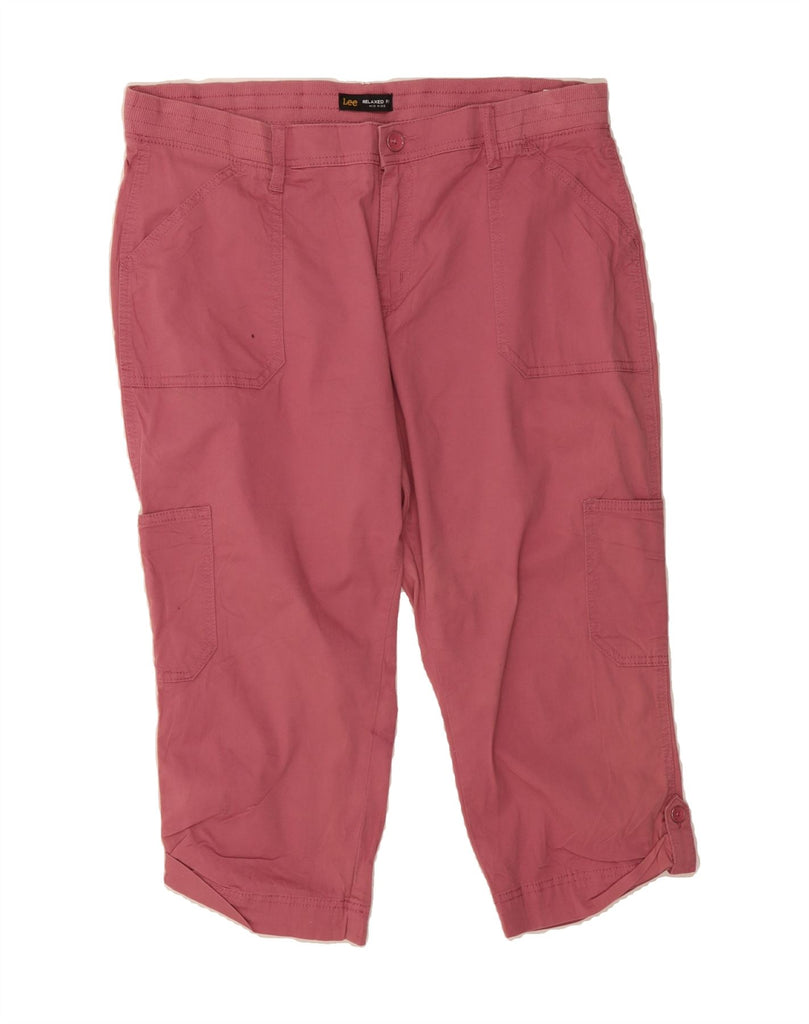LEE Womens Mid Rise Relaxed Fit Capri Trousers US 16 2XL W36 L20 Pink Vintage Lee and Second-Hand Lee from Messina Hembry 