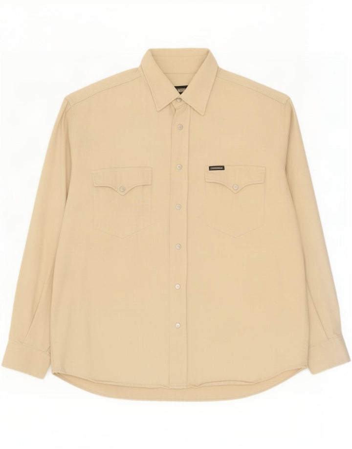 Carrera Mens Shirt Large Beige Cotton