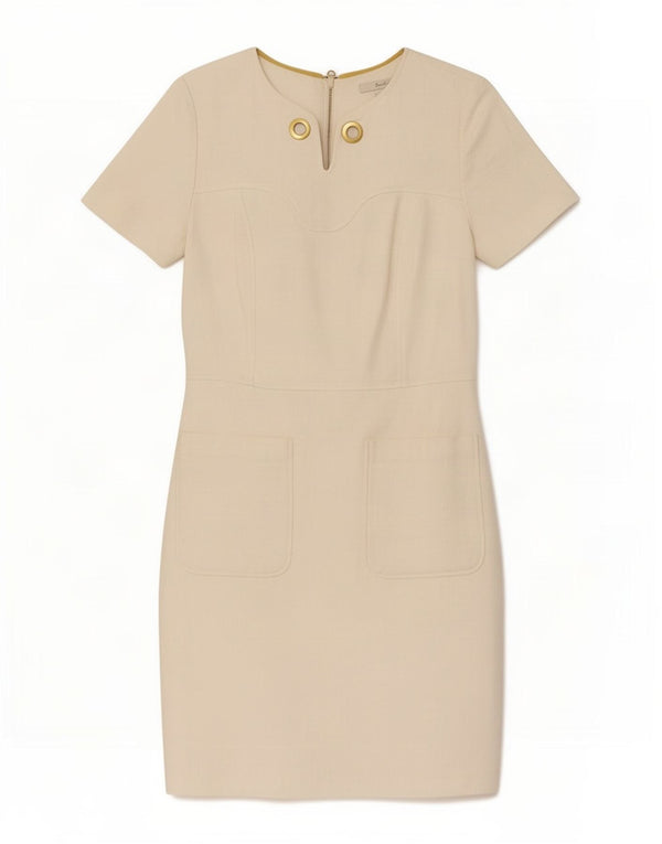Boden Womens Sheath Dress UK 12 Medium Off White Cotton