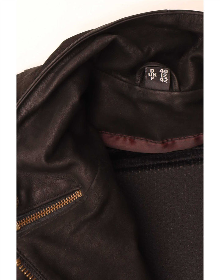 Held Womens Leather Biker Jacket UK 12 Medium  Black Leather