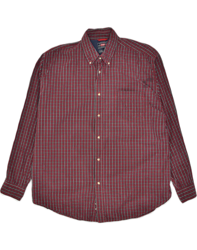 WRANGLER Mens Shirt XL Maroon Check Cotton | Vintage Wrangler | Thrift | Second-Hand Wrangler | Used Clothing | Messina Hembry 