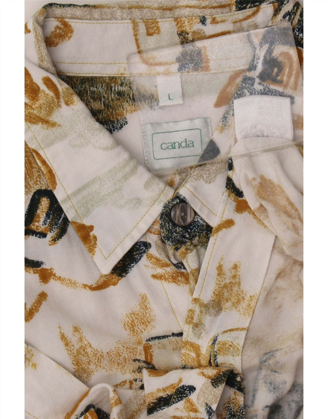 Canda Mens Short Sleeve Shirt Large Multicoloured Patchwork Viscose