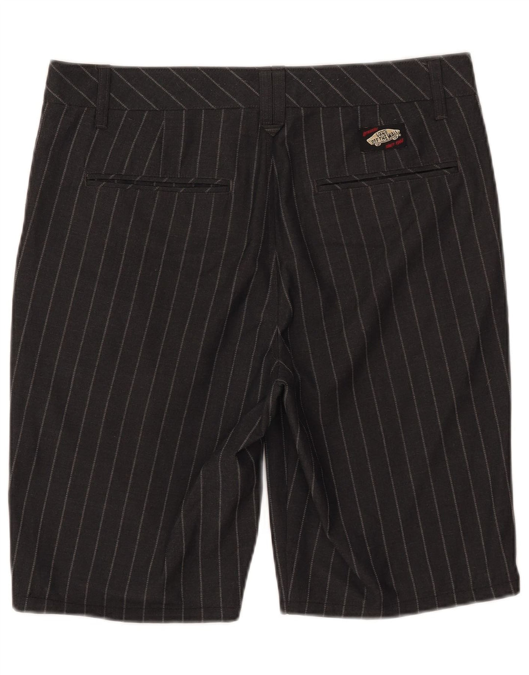 Vans Mens Chino Shorts W32 Medium Black Pinstripe Polyester