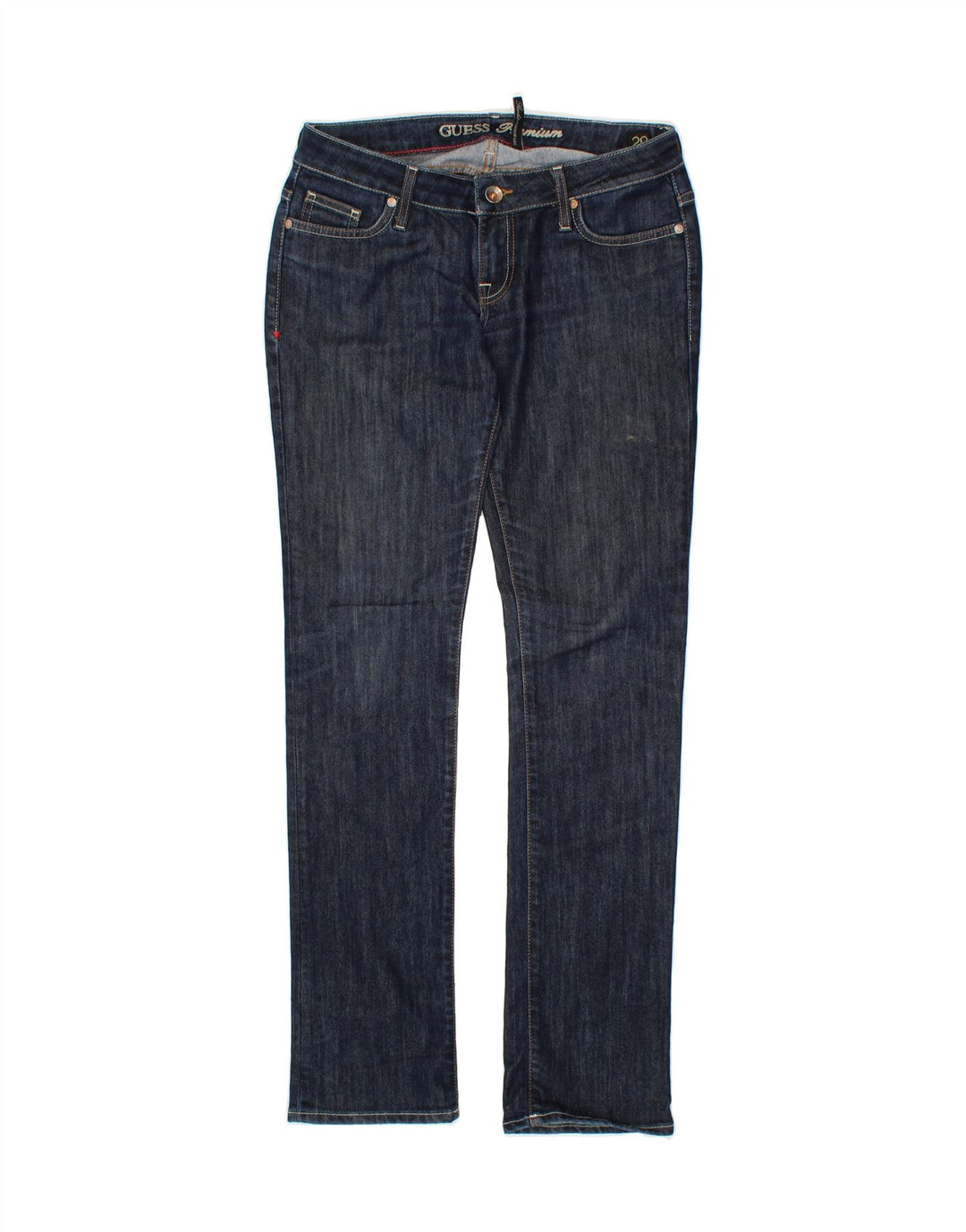 GUESS Womens Slim Straight Jeans W29 L33 Navy Blue Cotton Vintage Guess and Second-Hand Guess from Messina Hembry 