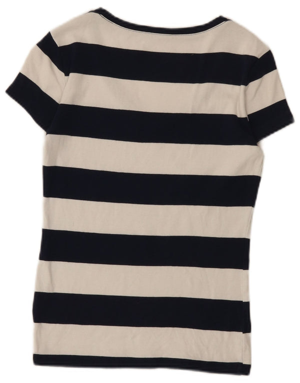 Tommy Hilfiger Womens T-Shirt Top UK 8 Small Navy Blue Striped Cotton