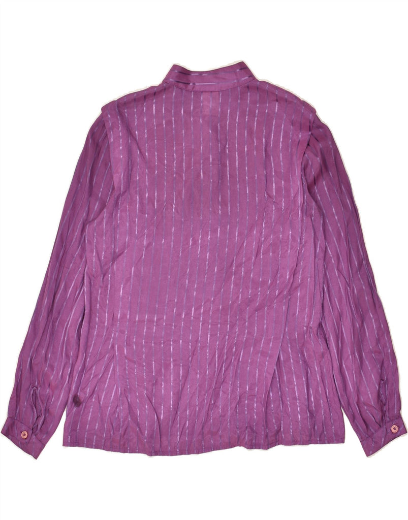 VINTAGE Womens Shirt EU 38 Medium Purple Striped Polyester | Vintage Vintage | Thrift | Second-Hand Vintage | Used Clothing | Messina Hembry 