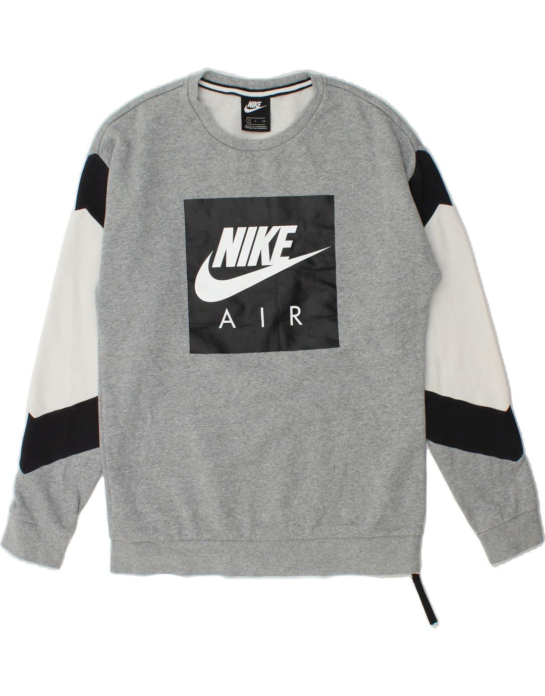 NIKE Mens Graphic Sweatshirt Jumper Small Grey Colourblock Cotton Vintage Nike and Second-Hand Nike from Messina Hembry 