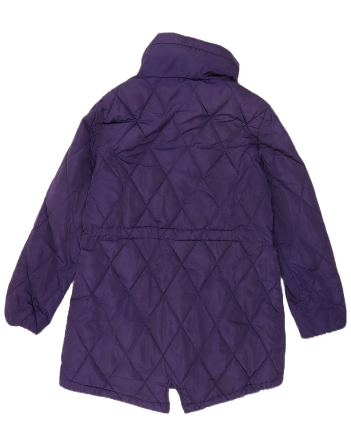 Marks & Spencer Womens Quilted Overcoat UK 14 Large Purple Polyester