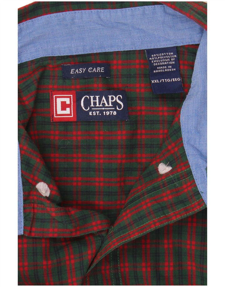 Chaps Mens Shirt 2XL Green Check Cotton