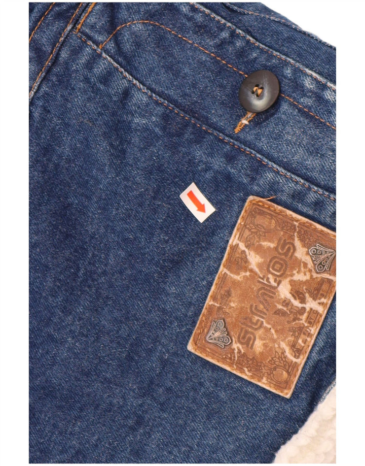 STRATOS Mens Denim Sherpa Jacket UK 42 XL Blue Cotton