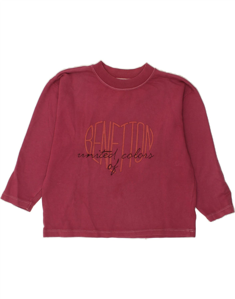 BENETTON Womens Graphic Sweatshirt Jumper UK 10 Small Pink Vintage Benetton and Second-Hand Benetton from Messina Hembry 