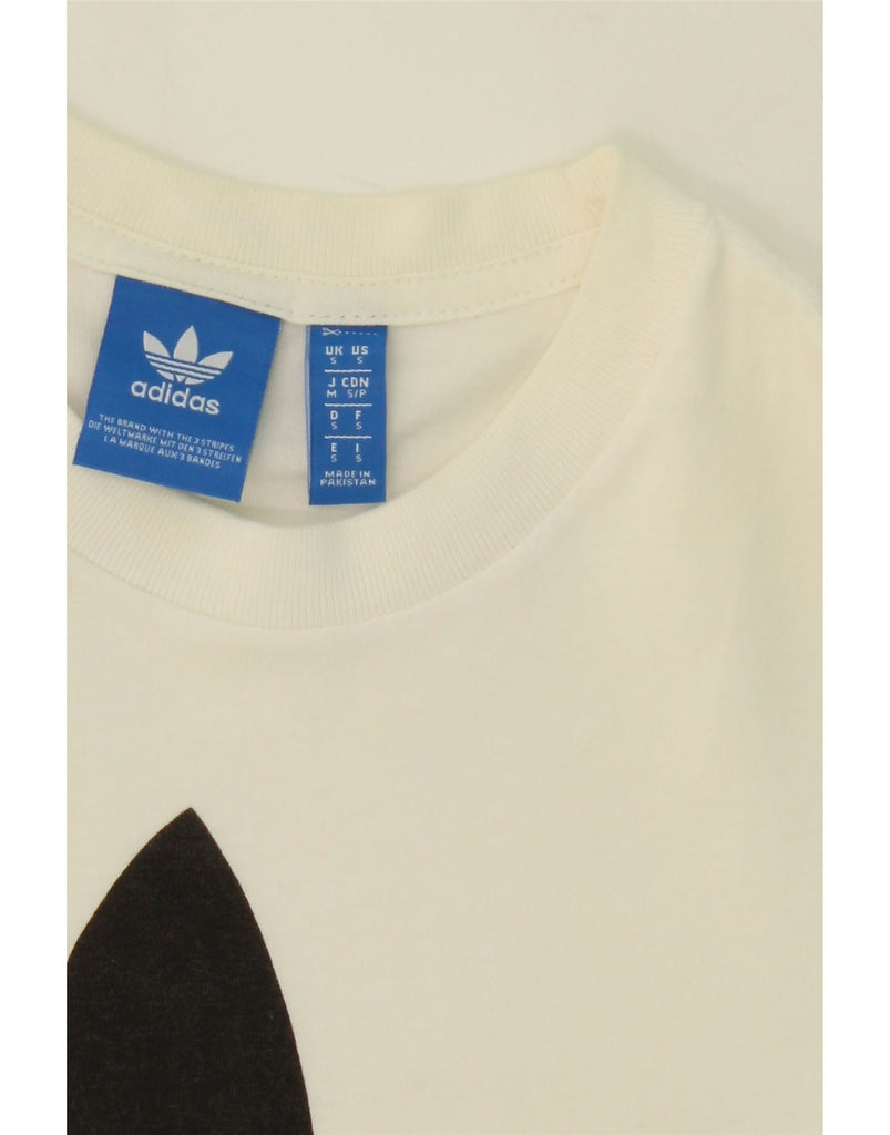 ADIDAS Mens Graphic T-Shirt Top Small White Cotton Vintage Adidas and Second-Hand Adidas from Messina Hembry 