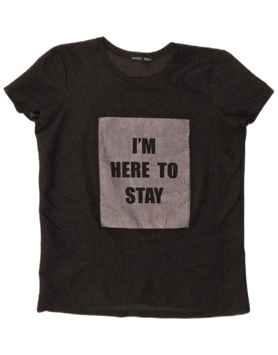 Zara Womens Graphic T-Shirt Top UK 10 Small Black