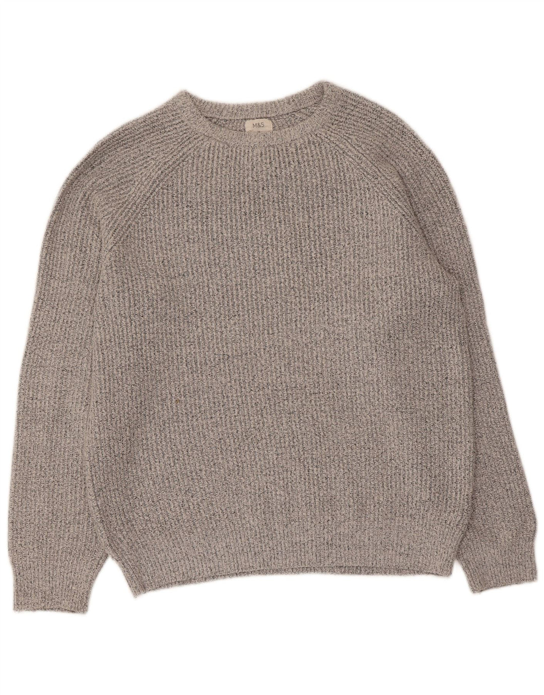 Marks & Spencer Mens Boat Neck Jumper Sweater Medium Grey Flecked Polyamide