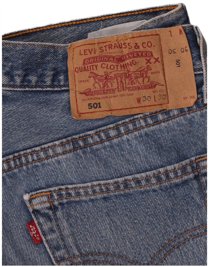 LEVI'S Mens 501 Straight Jeans W30 L30 Blue Cotton