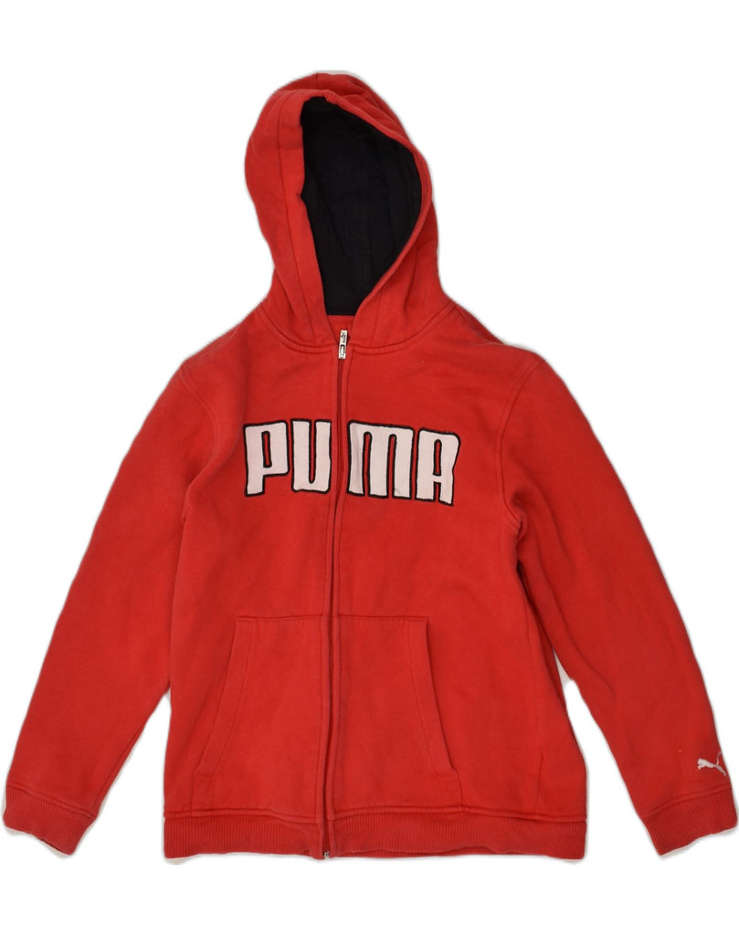 PUMA Boys Graphic Zip Hoodie Sweater 11-12 Years Medium Red Cotton | Vintage Puma | Thrift | Second-Hand Puma | Used Clothing | Messina Hembry 