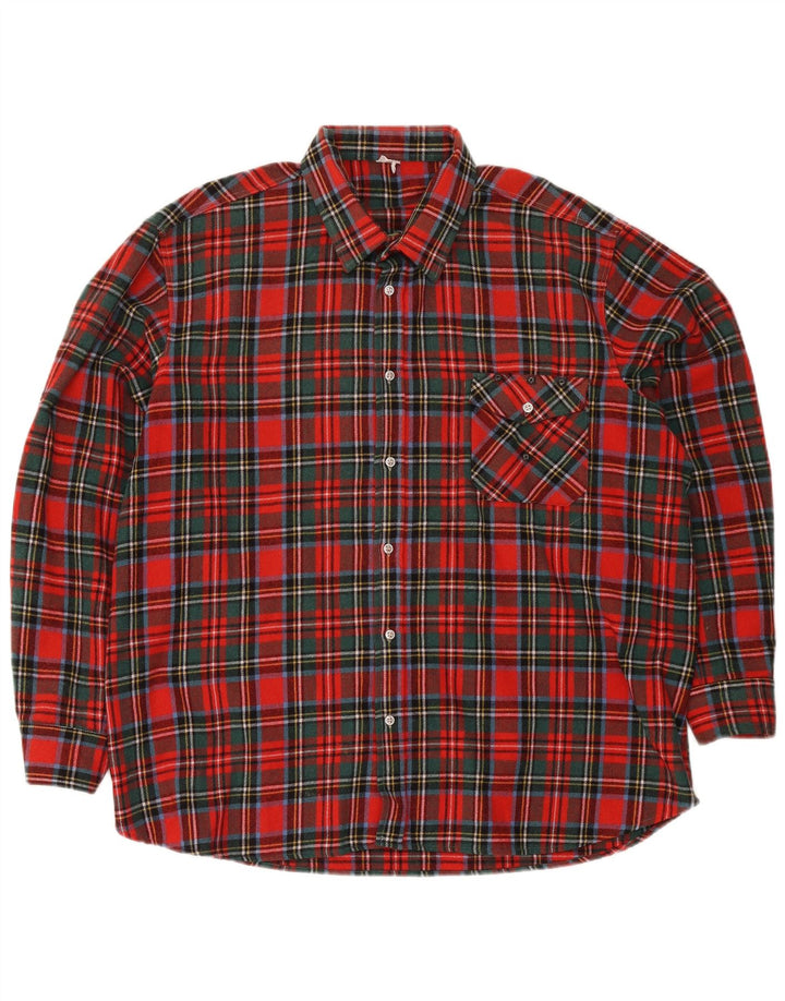 Vintage Mens Flannel Shirt XL Red Plaid