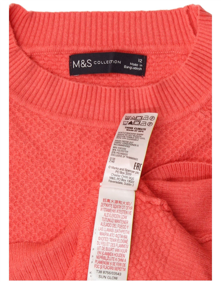Marks & Spencer Womens Crew Neck Jumper Sweater UK 12 Medium Orange