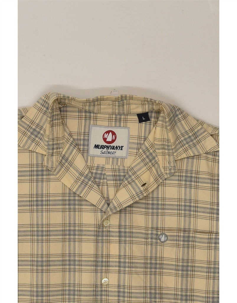 MURPHY & NYE Mens Shirt Large Beige Check Cotton | Vintage Murphy & Nye | Thrift | Second-Hand Murphy & Nye | Used Clothing | Messina Hembry 