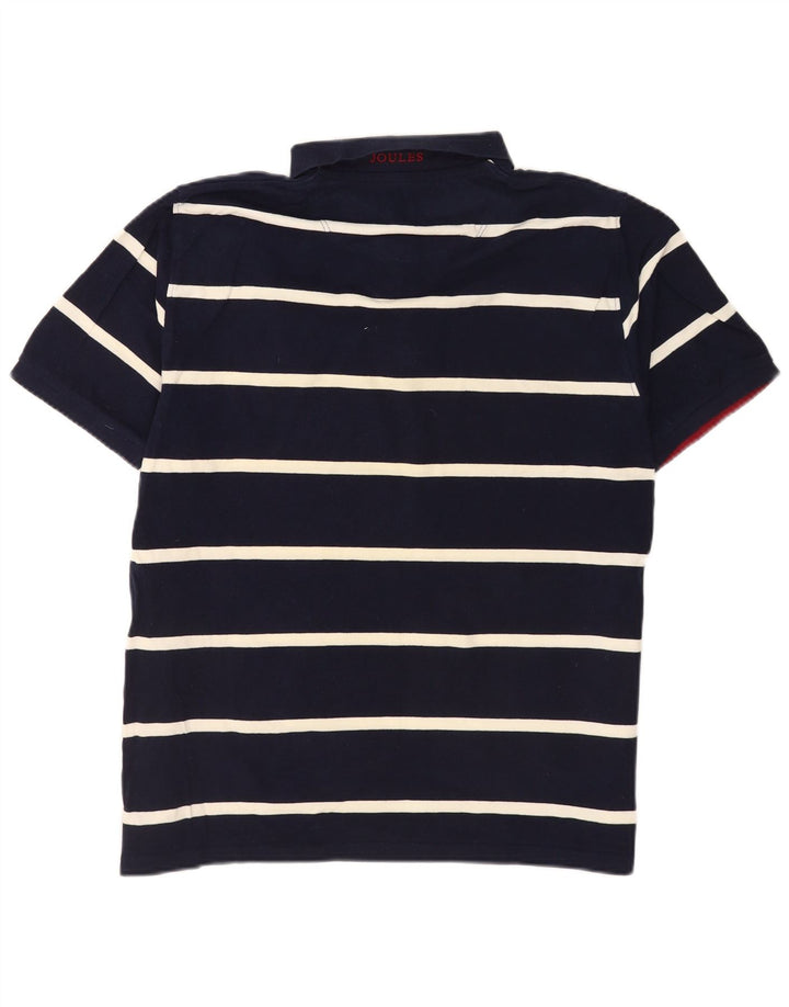Joules Mens Polo Shirt Large Navy Blue Striped Cotton