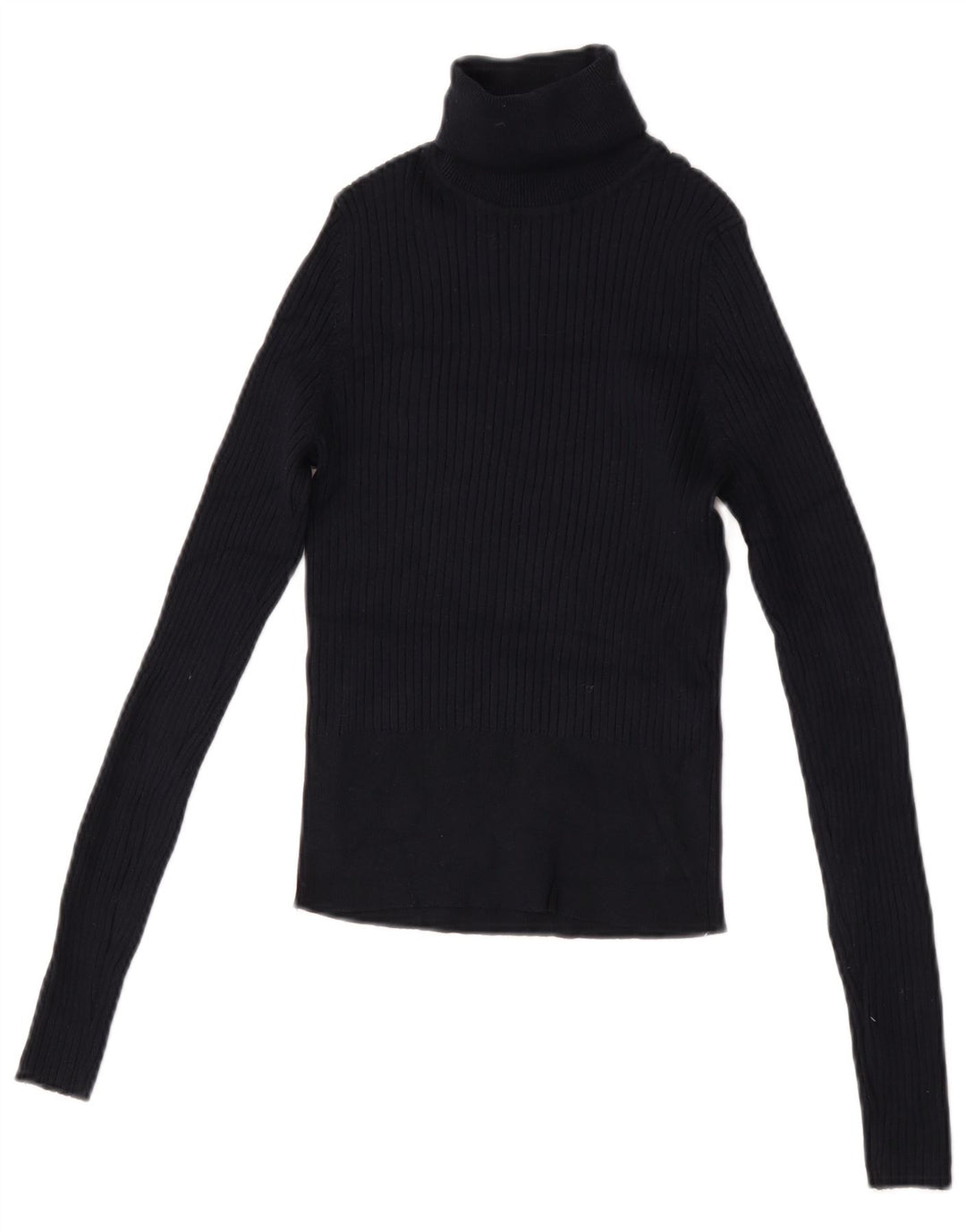 Zara Womens Crop Top Long Sleeve UK 12 Medium Navy Blue Viscose
