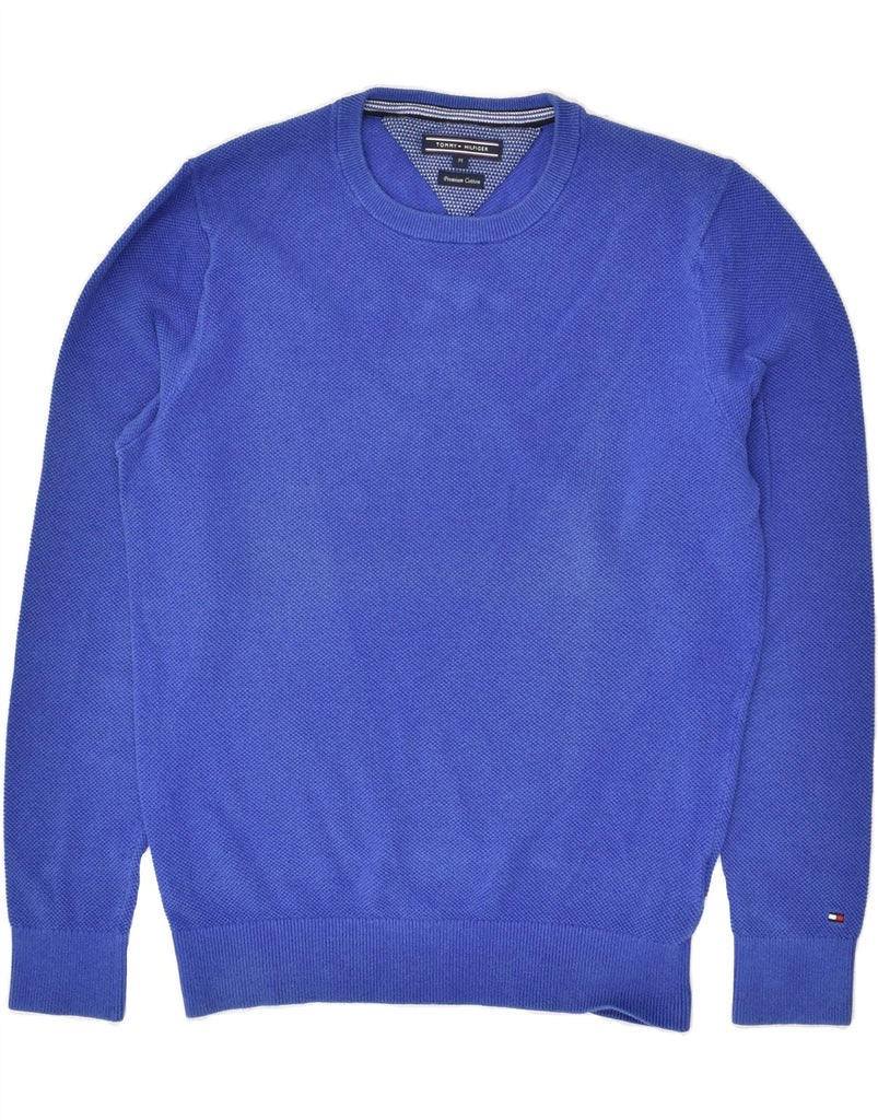 TOMMY HILFIGER Mens Crew Neck Jumper Sweater Medium Blue Cotton | Vintage Tommy Hilfiger | Thrift | Second-Hand Tommy Hilfiger | Used Clothing | Messina Hembry 