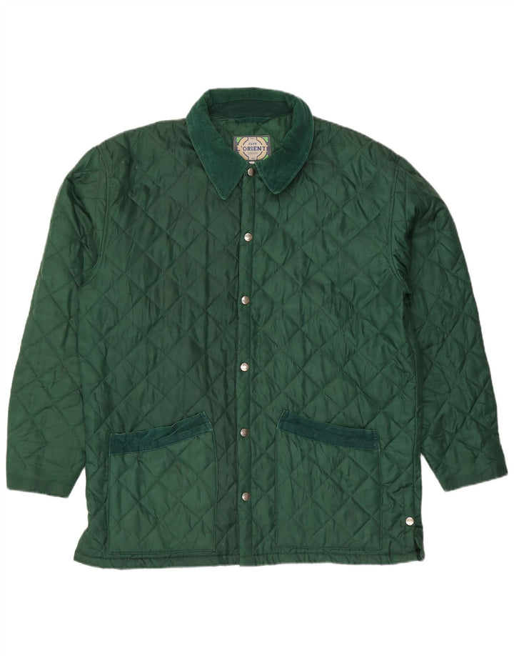 Vintage Mens Quilted Jacket UK 40 Large Green Nylon