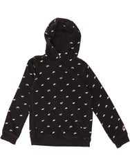 NIKE Boys Graphic Hoodie Jumper 10-11 Years Medium Black Cotton