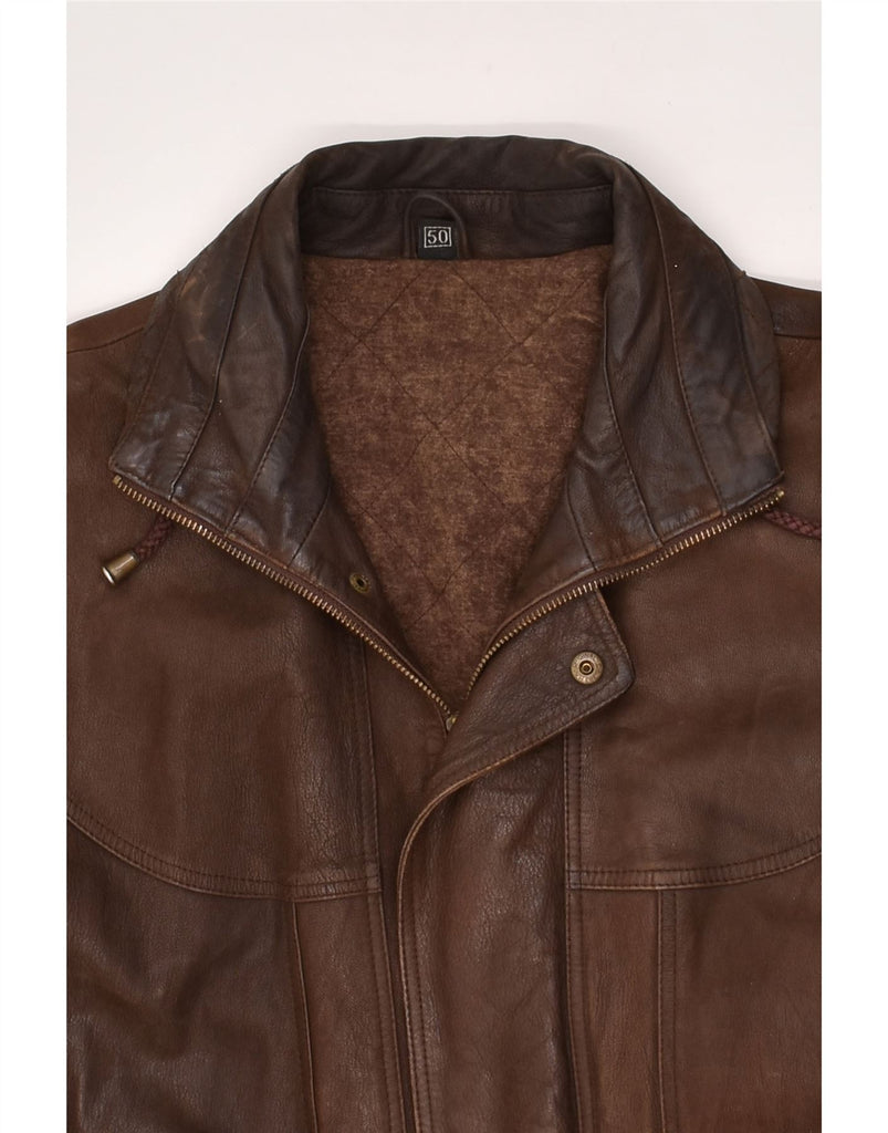 VINTAGE Mens Leather Jacket IT 50 Large Brown | Vintage Vintage | Thrift | Second-Hand Vintage | Used Clothing | Messina Hembry 