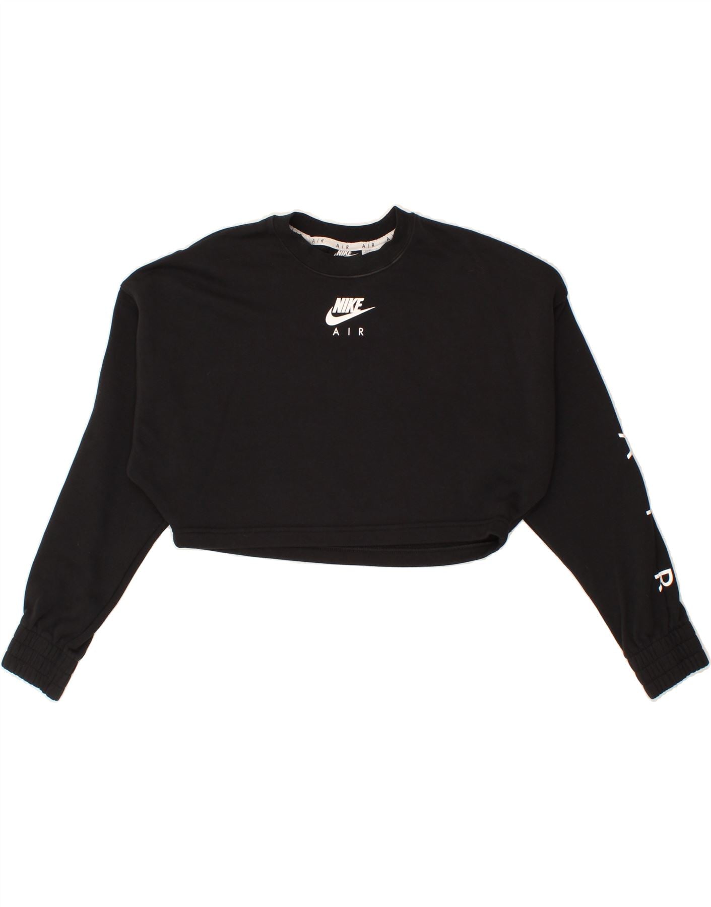 NIKE Womens Crop Sweatshirt Jumper UK 10 Small Black Cotton