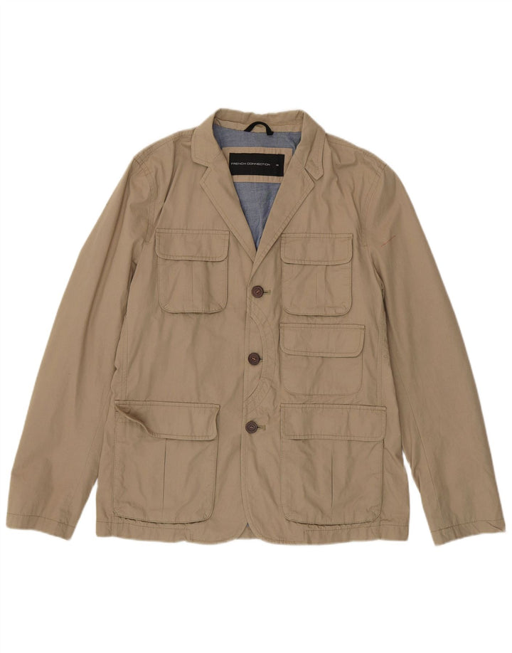French Connection Mens Utility Jacket UK 40 Large Beige Cotton