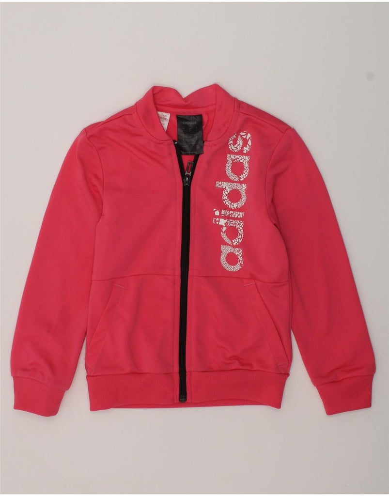 ADIDAS Girls Graphic Tracksuit Top Jacket 5-6 Years Pink Polyester | Vintage Adidas | Thrift | Second-Hand Adidas | Used Clothing | Messina Hembry 