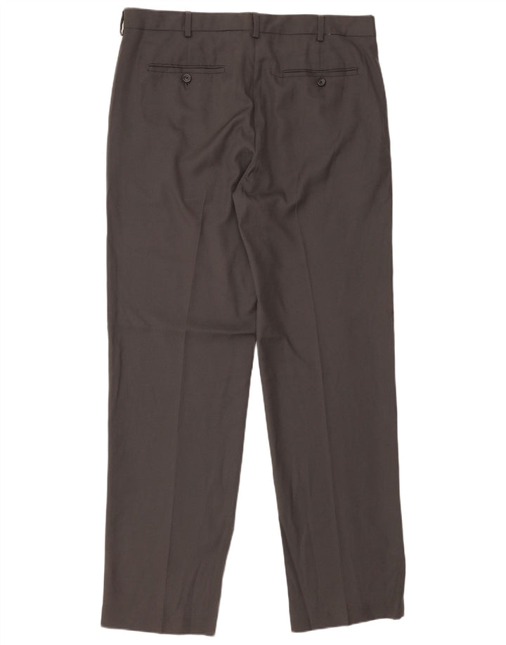 IZOD Mens Straight Suit Trousers W34 L32 Grey Polyester