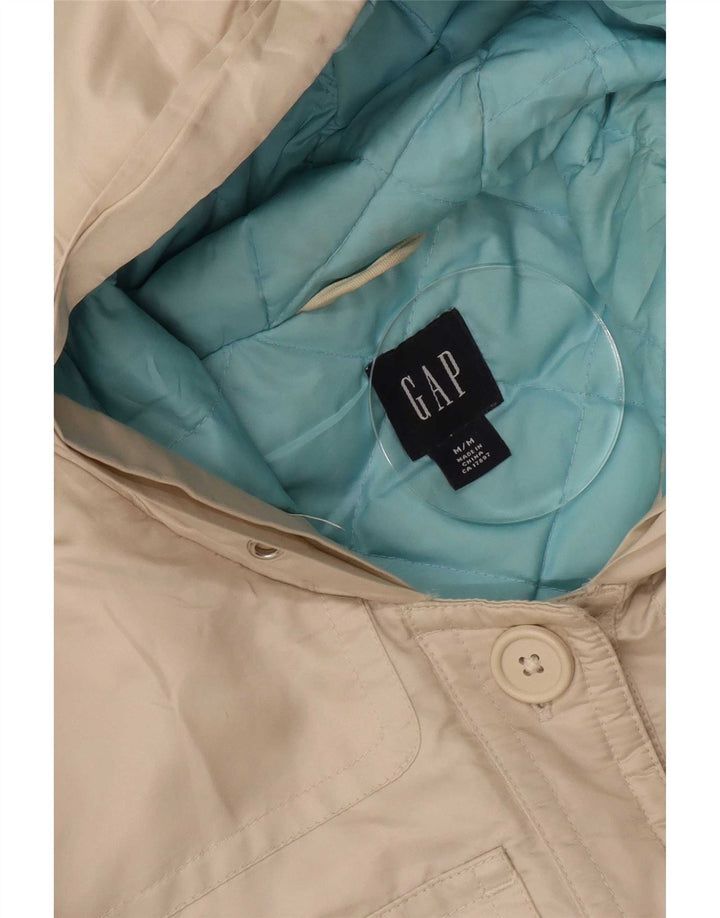 Gap Womens Hooded Windbreaker Jacket UK 14 Medium Off White