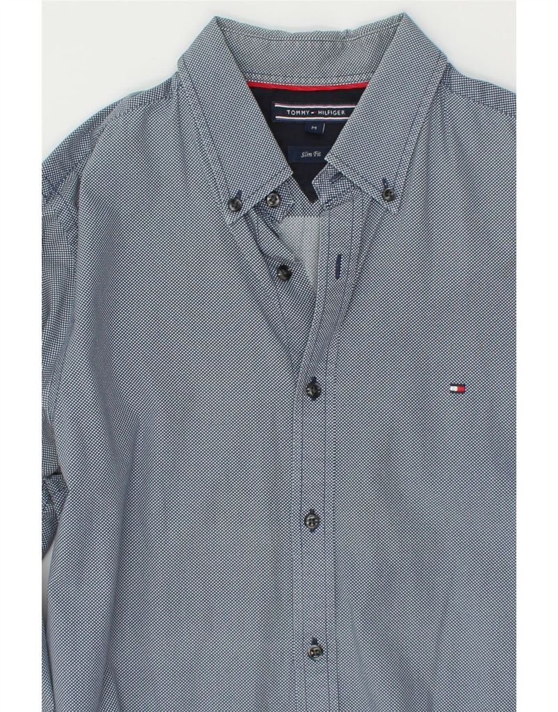 TOMMY HILFIGER Mens Slim Fit Shirt Medium Blue Cotton | Vintage Tommy Hilfiger | Thrift | Second-Hand Tommy Hilfiger | Used Clothing | Messina Hembry 