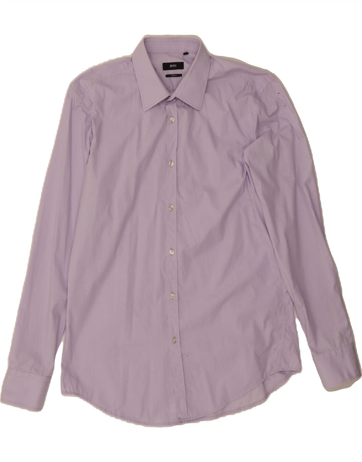 HUGO BOSS Mens Slim Fit Shirt Size 41 16 Large Purple Vintage Hugo Boss and Second-Hand Hugo Boss from Messina Hembry 