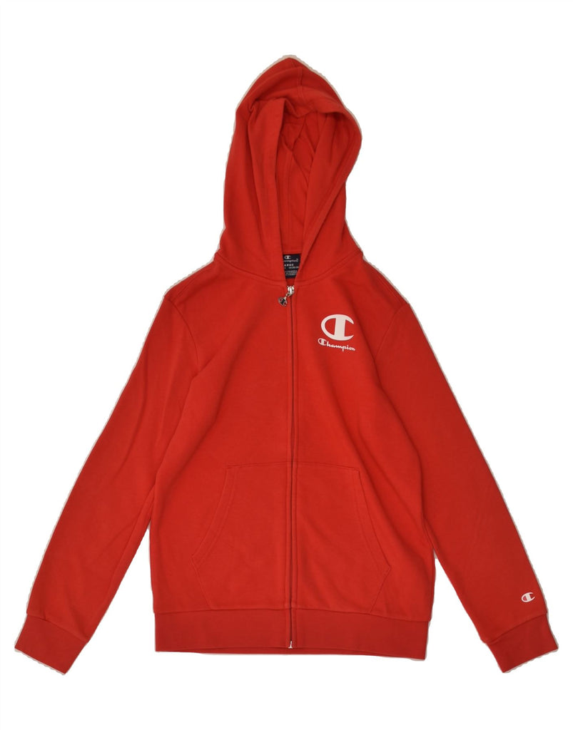 CHAMPION Boys Graphic Zip Hoodie Sweater 11-12 Years Large  Red Cotton | Vintage Champion | Thrift | Second-Hand Champion | Used Clothing | Messina Hembry 