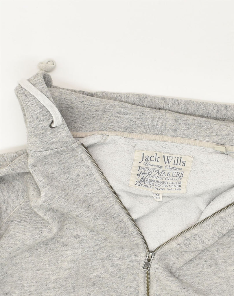 JACK WILLS Womens Zip Hoodie Sweater UK 14 Large  Grey Cotton | Vintage Jack Wills | Thrift | Second-Hand Jack Wills | Used Clothing | Messina Hembry 