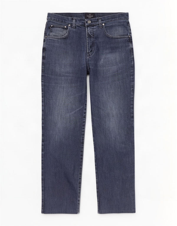 Trussardi Mens Straight Jeans W35 L30 Blue Cotton